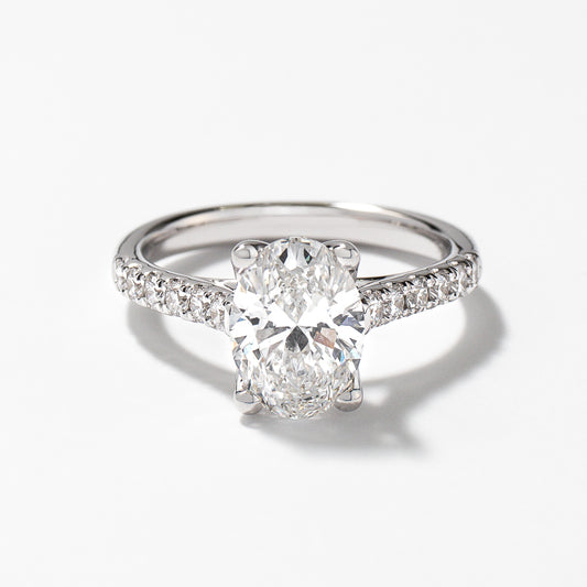 Lab Grown Oval Cut Diamond Engagement Ring in 14K White Gold (2.33 ct tw)