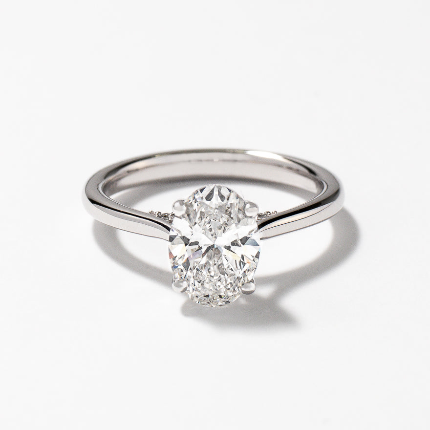 Oval Lab Diamond Bezel Set Ring, 1.5 CT Oval Colorless Lab Diamond  Engagement Ring