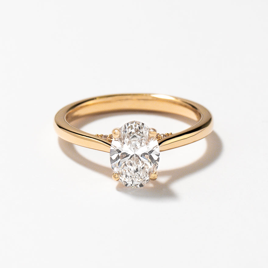 Lab Grown Oval Cut Diamond Engagement Ring in 14K Yellow Gold