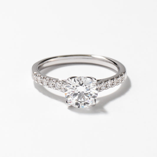Lab Grown Round Cut Diamond Engagement Ring in 14K White Gold (1.25 ct tw)