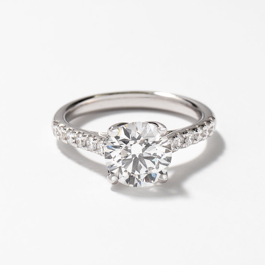 Lab Grown Round Cut Diamond Engagement Ring in 14K White Gold (2.33 ct ...