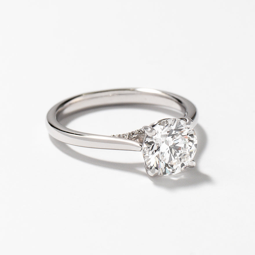 Lab Grown Round Cut Diamond Engagement Ring in 14K White Gold (1.57 ct tw)