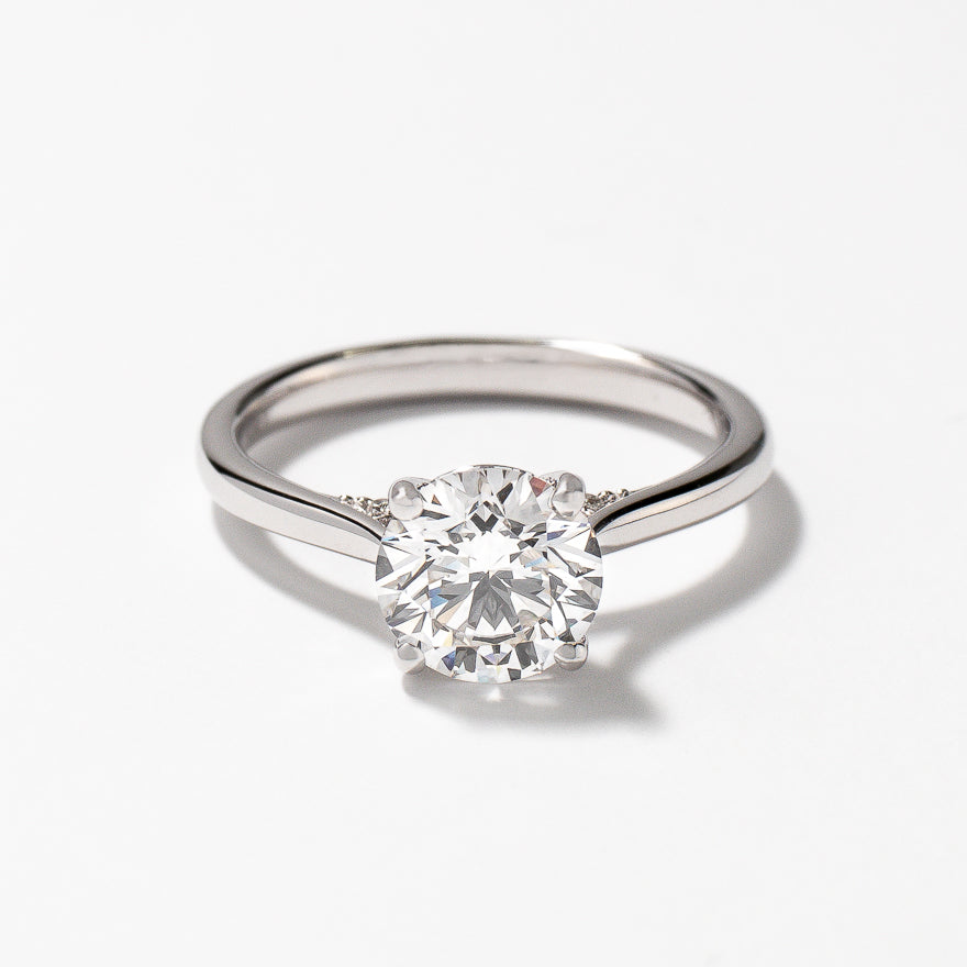 Lab Grown Round Cut Diamond Engagement Ring in 14K White Gold (1.57 ct ...