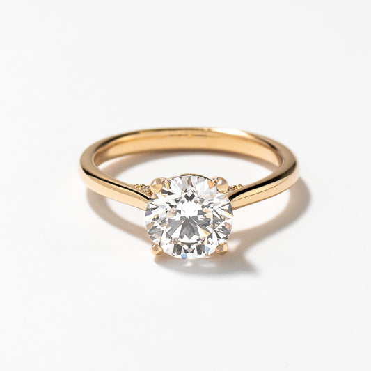 Lab Grown Round Cut Diamond Engagement Ring in 14K Yellow Gold (1.57 ct tw)