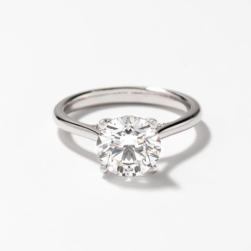 Lab Grown Round Cut Diamond Engagement Ring in 14K White Gold (2.07 ct ...