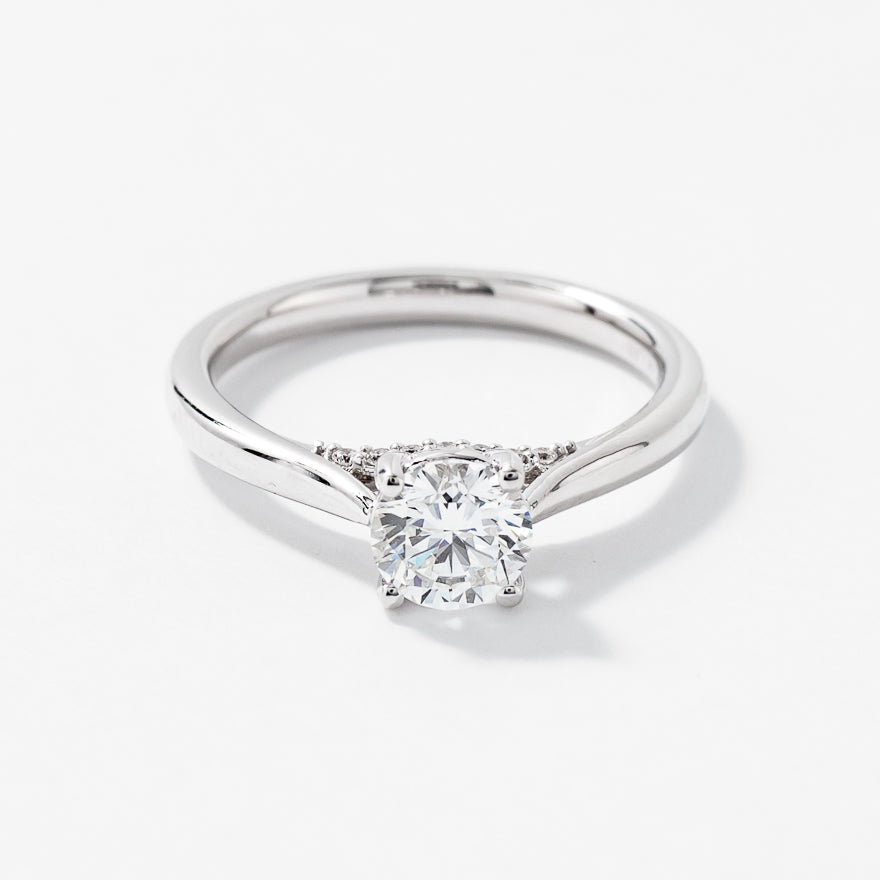 Lab Grown Round Cut Diamond Engagement Ring in 14K White Gold (0.82 ct ...