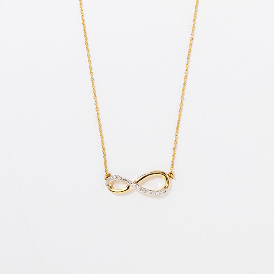 Diamond Infinity Necklace in 10K Yellow Gold (0.08 ct tw)
