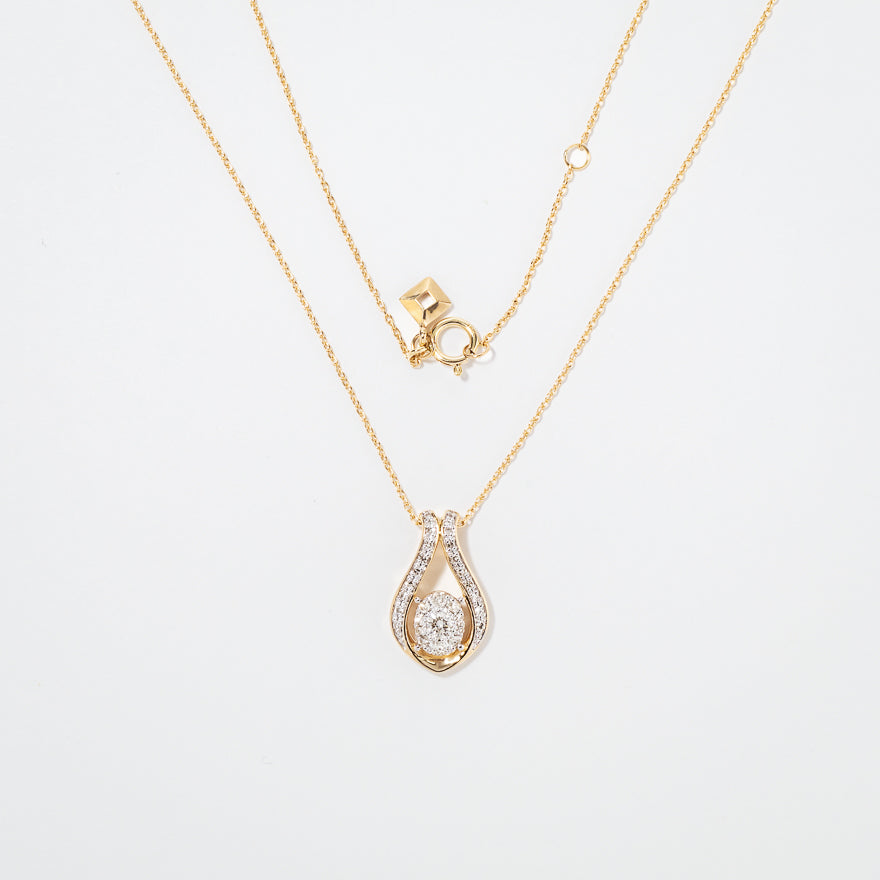 Diamond Cluster Necklace in 10K Yellow Gold (0.33 ct tw)
