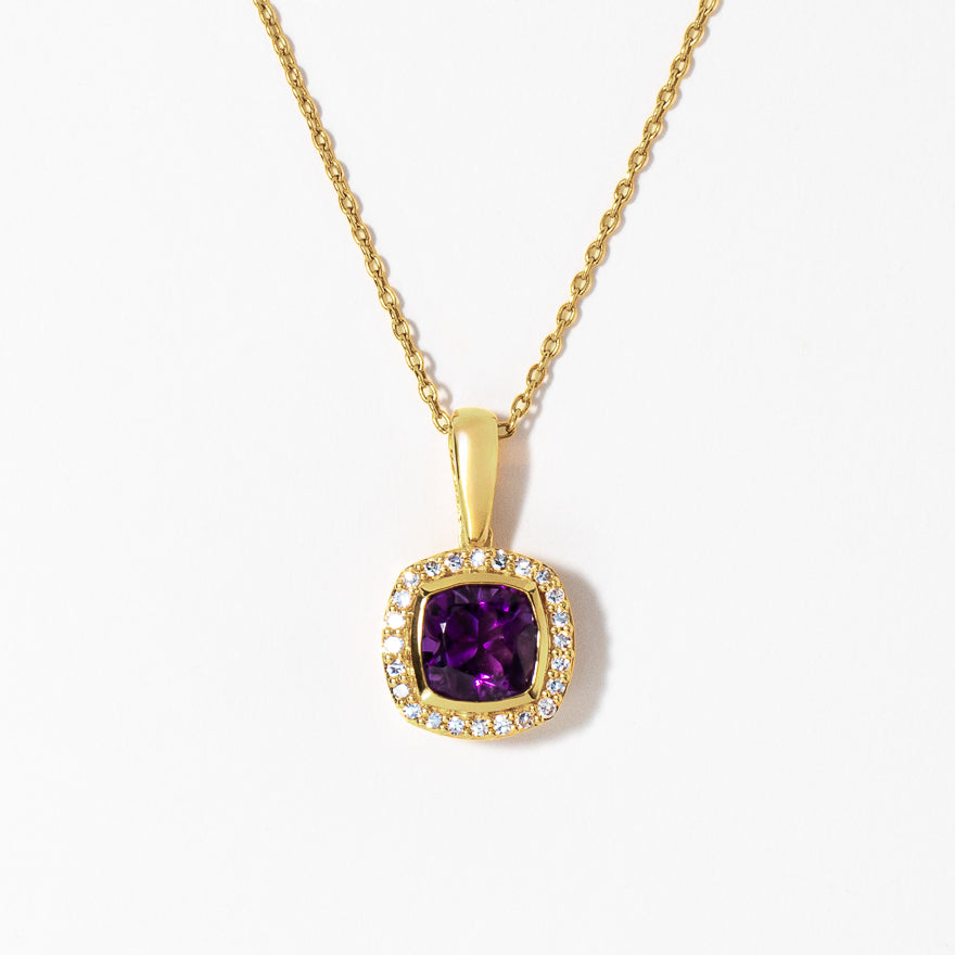 Yellow gold hot sale amethyst necklace