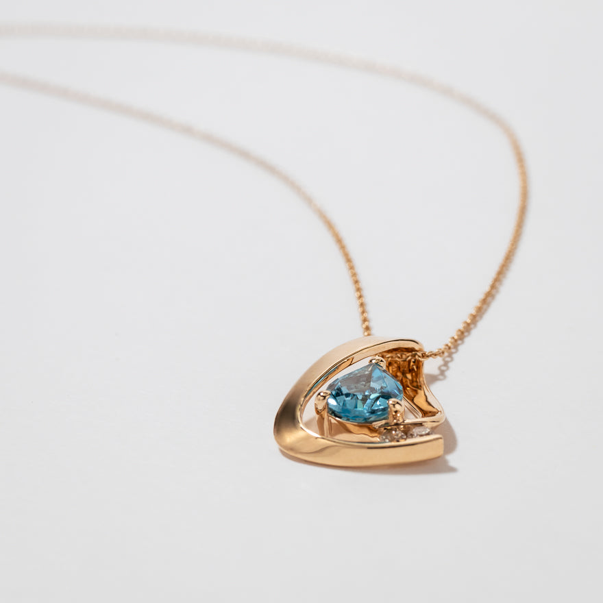 Pear Shape Blue Topaz Necklace in 10K Yellow Gold