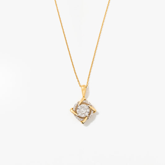 Diamond Cluster Necklace in 10K Yellow and White Gold (0.40 ct tw)