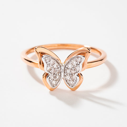 Butterfly Ring in 10K Rose and White Gold (0.13 ct tw)