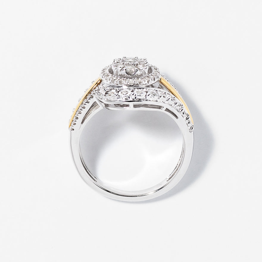 Diamond Cluster Ring in Two-Tone 10K White and Yellow Gold (0.50 ct tw)