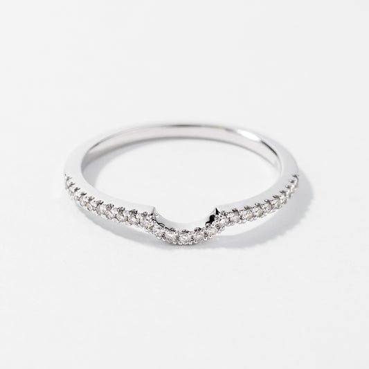 U Shape Matching Wedding Band in 14K White Gold (0.13 ct tw)