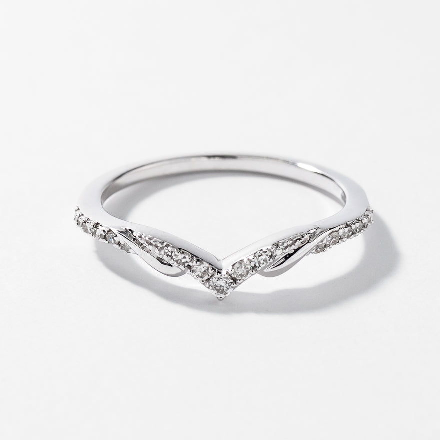 V Shape Diamond Wedding Band in 14K White Gold ct tw)