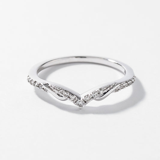 V Shape Diamond Wedding Band in 14K White Gold (0.13 ct tw)