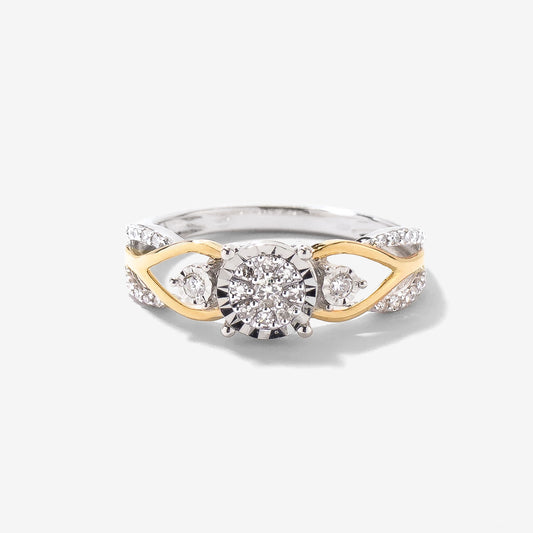 Diamond Cluster Ring in 10K Yellow and White Gold (0.25 ct tw)