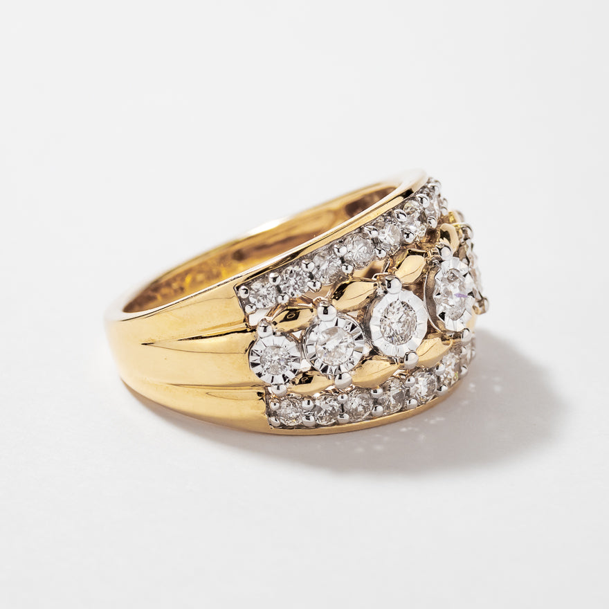 Diamond Dinner Ring in 10K Yellow and White Gold (1.00 ct tw)