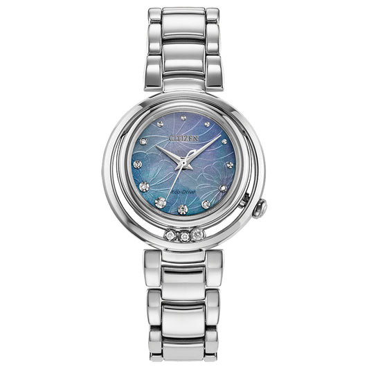 Citizen Eco-Drive L Arcly Blue Dial Stainless Steel Bracelet | EM1110-56N