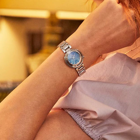 Citizen Eco-Drive L Arcly Blue Dial Stainless Steel Bracelet | EM1110-56N