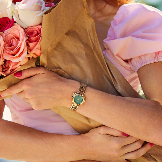 Citizen Eco-Drive L Arcly Green Dial Stainless Steel Bracelet | EM1113-58Y