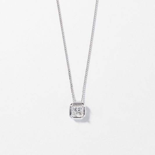 Princess Cut Solitaire Diamond Necklace in 10K White Gold (0.50 ct tw)