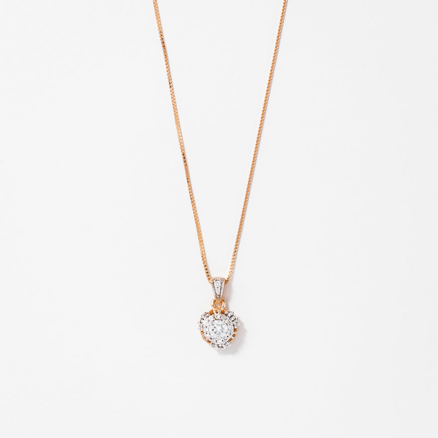 Diamond Cluster Necklace in 10K Rose Gold (0.25 ct tw)