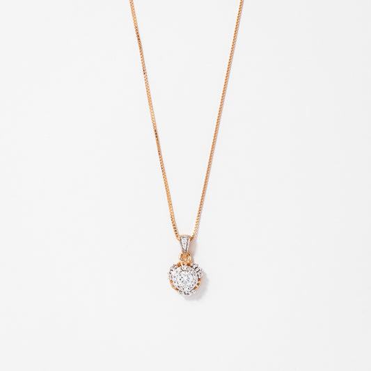 Diamond Cluster Necklace in 10K Rose Gold (0.25 ct tw)