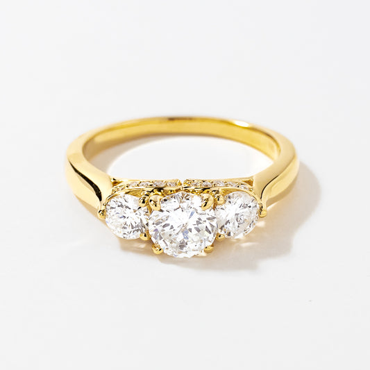 Three Stone Diamond Engagement Ring in 14K Yellow Gold (1.87 ct tw)