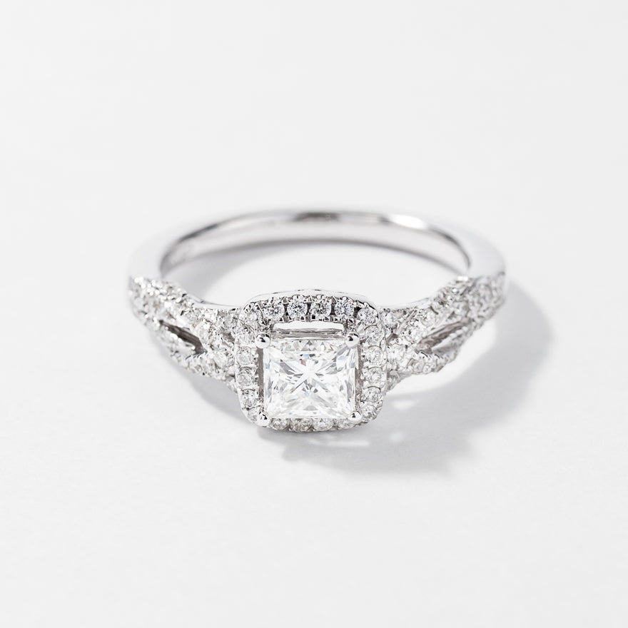 Princess Cut Diamond Engagement Ring in 14K White Gold (0.70 ct tw