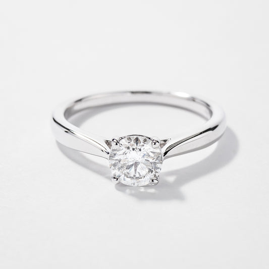 Canadian Diamond Solitaire Engagement Ring in 14K White Gold
