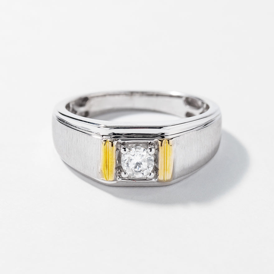 Men's Diamond Ring in 10K Yellow and White Gold ct tw)