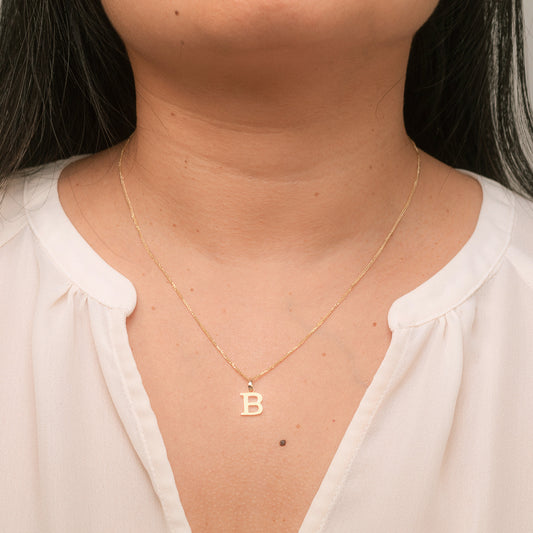 "B" Initial Pendant in 10K Yellow Gold