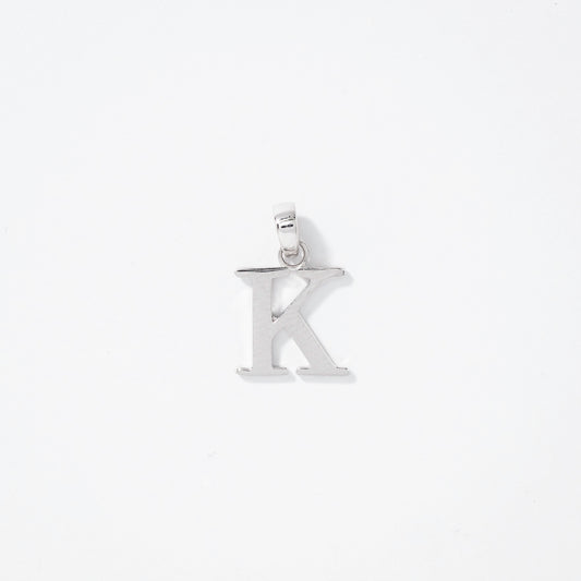 "K" Initial Pendant in 10K White Gold