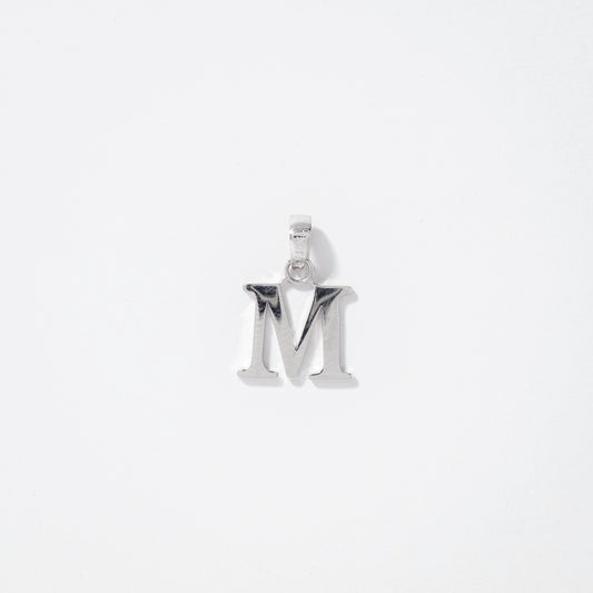 "M" Initial Pendant in 10K White Gold