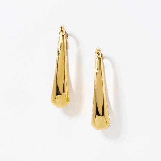 Oval Drop Hoop Earrings in 10K Yellow Gold