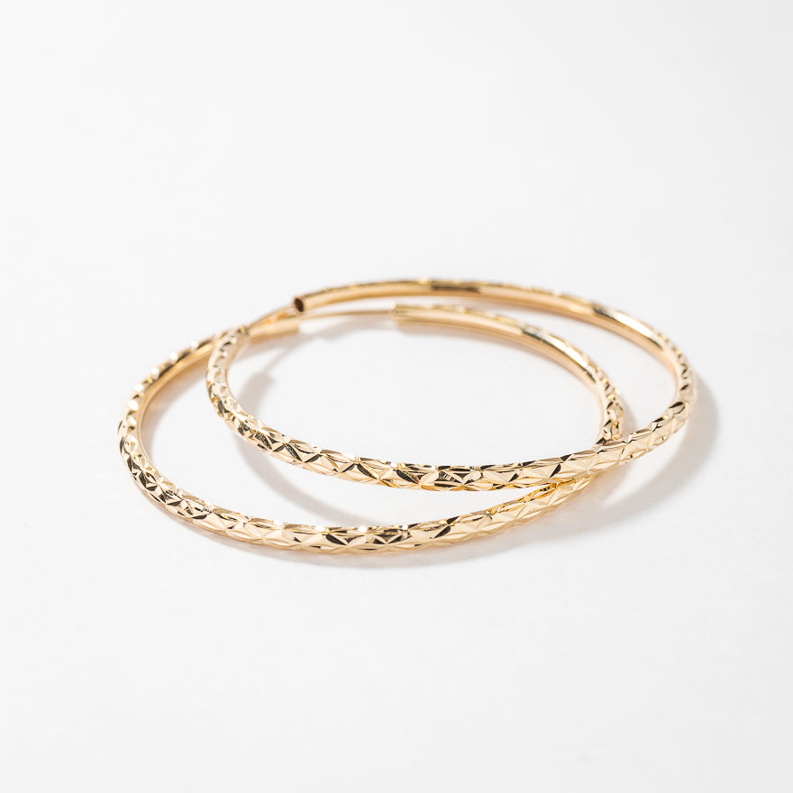 Diamond Cut Hoop Earrings in 10K Yellow Gold – Ann-Louise Jewellers