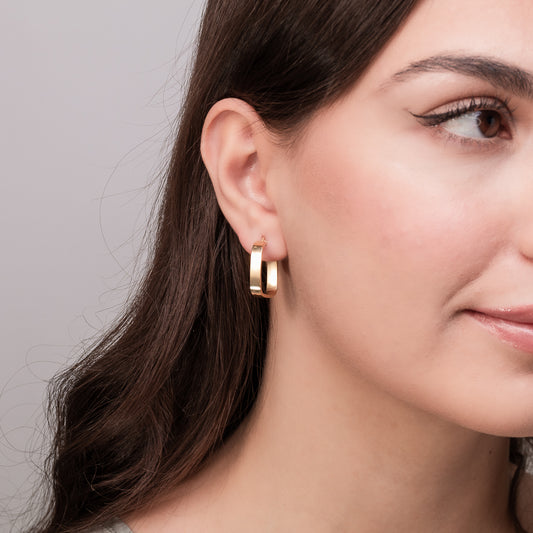 Square Hoop Earrings in 10K Yellow Gold