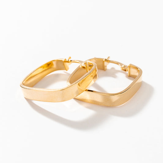 Square Hoop Earrings in 10K Yellow Gold