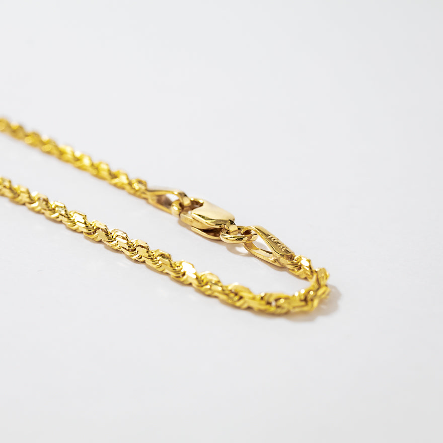 2mm Diamond Cut Rope Chain in 10K Yellow Gold (20")