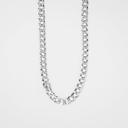 Diamond Cut Silver Curb Chain (24")
