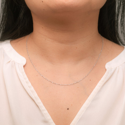 10K White Gold 1.00mm Singapore Chain (18")