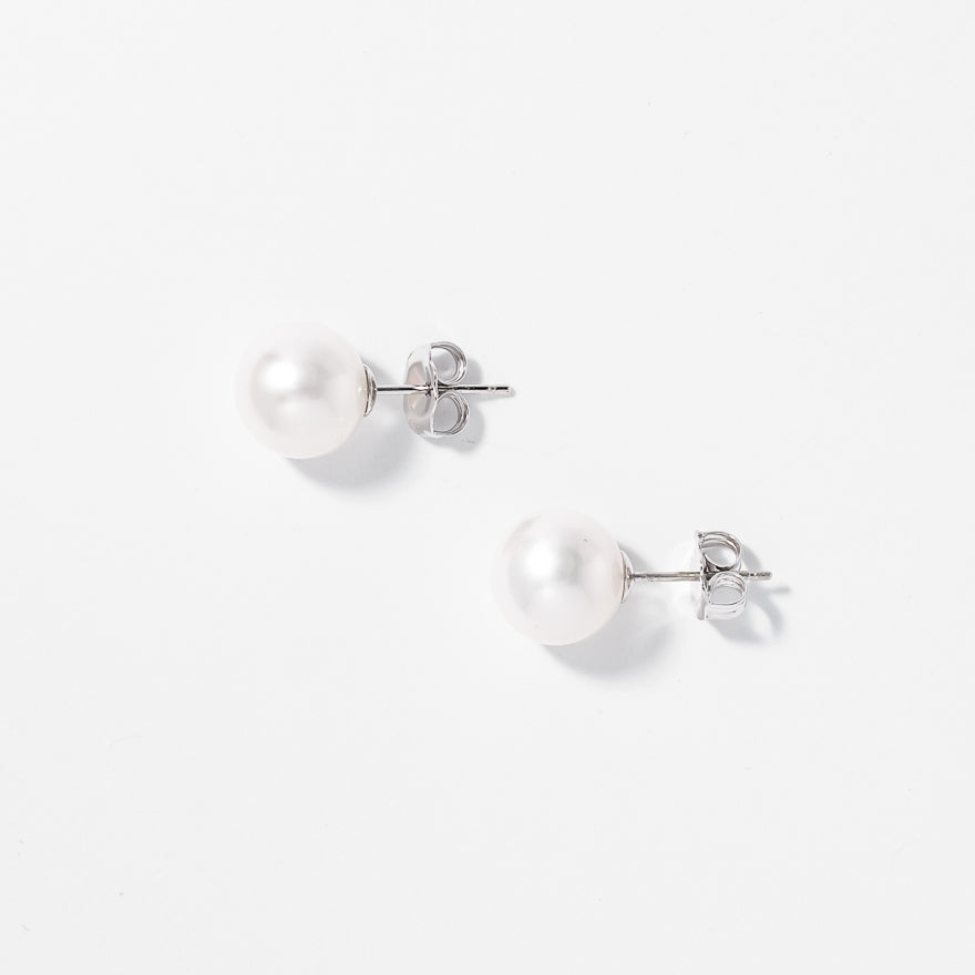 8.5-9mm Pearl Stud Earrings in 14K White Gold