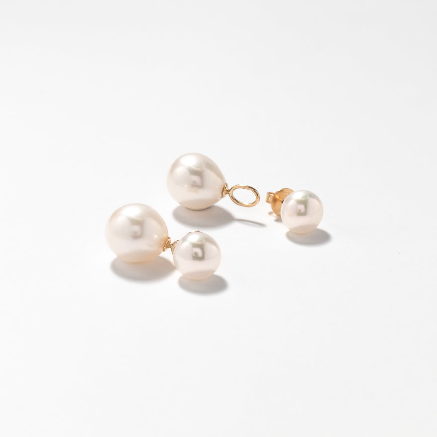Detachable Pearl Drop Earrings in 14K Yellow Gold