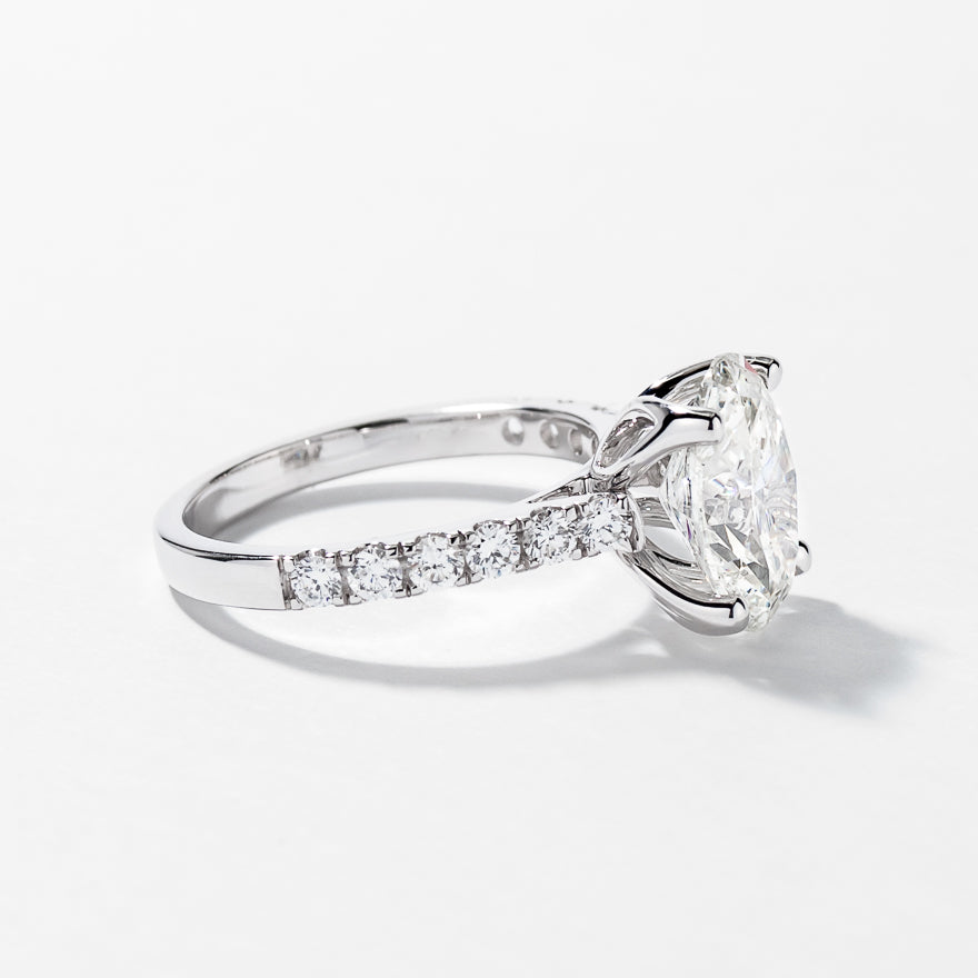 Lab Grown Oval Cut Diamond Engagement Ring in 14K White Gold (3.50 ct tw)