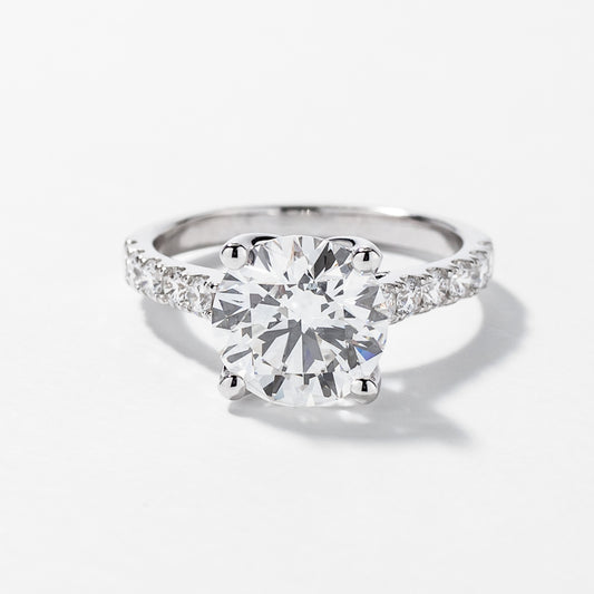 Lab Grown Round Cut Diamond Engagement Ring in 14K White Gold (3.50 ct tw)
