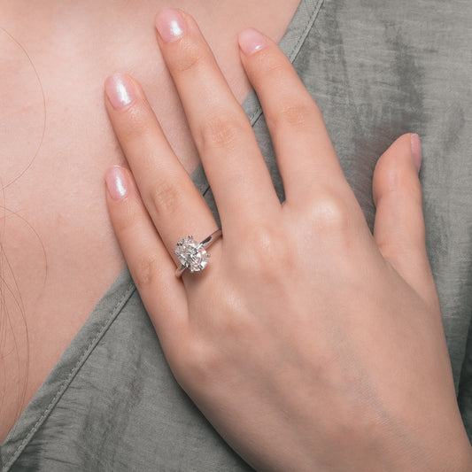 Lab Grown Oval Cut Diamond Engagement Ring in 14K White Gold (3.00 ct tw)