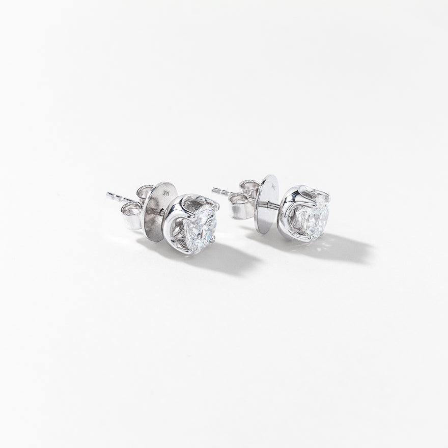Lab Grown Diamond Stud Earrings in 14K White Gold (2.00 ct tw)