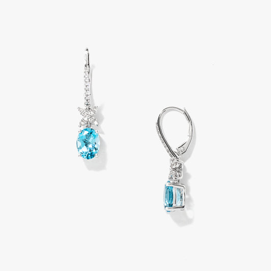 Blue Topaz Earrings in 10K White Gold