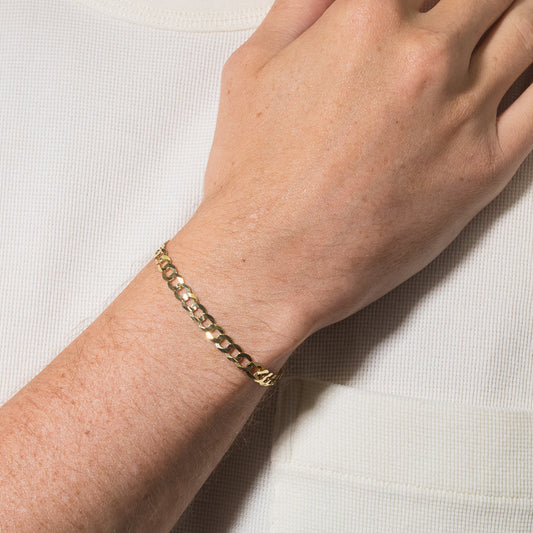 Men's Concave Curb Bracelet in 10K Yellow Gold